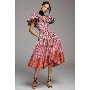 Free People SIKA Lupita V-Neck Ruffle-Sleeve Dress